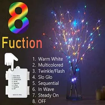 Fudios White Birch Branches with Multicolor LED Lights 32in