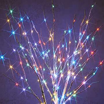 Fudios White Birch Branches with Multicolor LED Lights 32in
