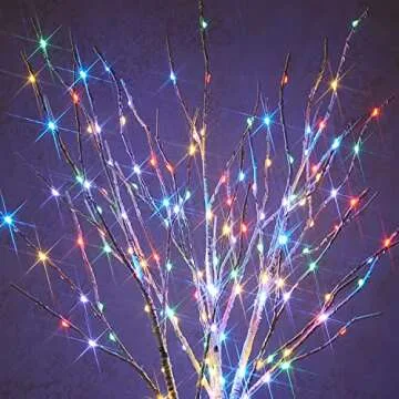 Fudios White Birch Branches with Multicolor LED Lights 32in