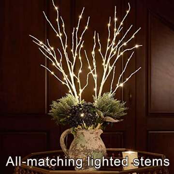 Fudios White Birch Branches with Multicolor LED Lights 32in