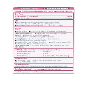 Benadryl Liqui-Gels Allergy Cold Relief Dye-Free 48 ct