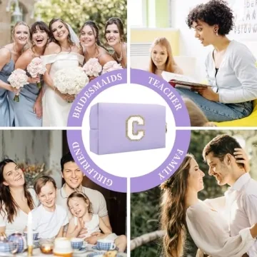 Personalized Initial Letter Makeup Bag for Women and Girls