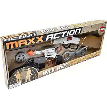 Wild West Cap Play Gun Toy Blaster Play Set – 6 Piece Western Toys for Kids | Cowboy Sheriff Cap B...