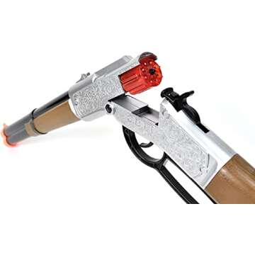 Wild West Cap Play Gun Toy Blaster Play Set – 6 Piece Western Toys for Kids | Cowboy Sheriff Cap Blaster with Handcuffs | Ring Caps Sold Separately - Maxx Action