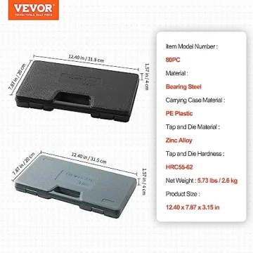 VEVOR Tap and Die Set with 80-Piece Complete Accessories