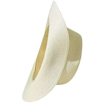 Lanzom Summer Beach Sun Hats for Men Women Foldable Travel Packable Staw Hat, Wide Brim Hat (Style B-Ivory White, Medium Size:Fit for 22.5"-23")