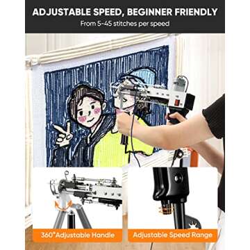 BESGEER Rug Tufting Gun with Carpet Trimmer Kit - Rug-Tuft-Gun-with-Tufting-Shears, 2 in 1 Cut Loop Pile Carpet Gun& Carving Clippers, Rug Maker Machine Starter Kit& Trimmer& Cloth& Yarn（Olive Black）