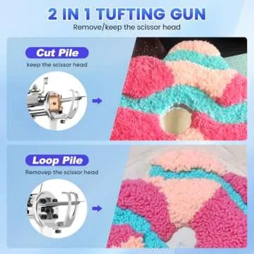 BESGEER Rug Tufting Gun with Carpet Trimmer Kit - Rug-Tuft-Gun-with-Tufting-Shears, 2 in 1 Cut Loop Pile Carpet Gun& Carving Clippers, Rug Maker Machine Starter Kit& Trimmer& Cloth& Yarn（Olive Black）