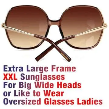 ANDWOOD Oversized Sunglasses for Women Big Large Square Wide Frame Shades Retro Trendy Fashion UV Protection Brown Sun glasses