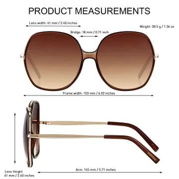 ANDWOOD Oversized Sunglasses for Women Big Large Square Wide Frame Shades Retro Trendy Fashion UV Protection Brown Sun glasses