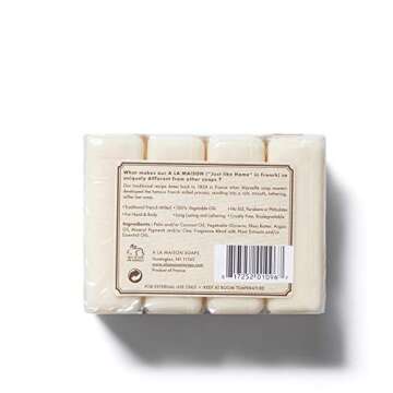 A LA MAISON Sweet Almond Bar Soap -Uses: Hand and Body, Triple Milled, Essential Oils, Biodegradable, Plant Based, Vegan, Cruelty-Free, Alcohol & Paraben Free (8 Bars of Soap, 3.5 oz)
