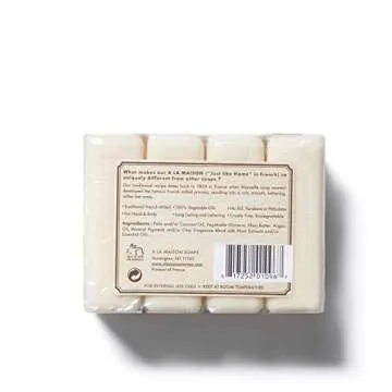 A LA MAISON Sweet Almond Bar Soap -Uses: Hand and Body, Triple Milled, Essential Oils, Biodegradable, Plant Based, Vegan, Cruelty-Free, Alcohol & Paraben Free (8 Bars of Soap, 3.5 oz)