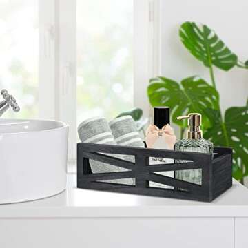 Luneodoki Bathroom Decor Box Toilet Tank Basket, Farmhouse Bathroom Decor Box, Toilet Paper Basket, Wood Decor Box Paper Storage Basket, Rustic Home Decor Box for Countertop, Bedroom Dresser
