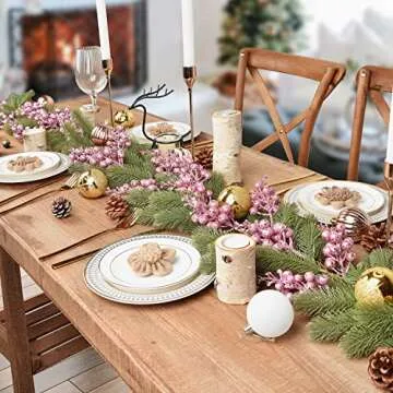 Artiflr 14 Pack Christmas Glitter Berries Stems Clearance, 7.8 Inch Artificial Pink Christmas Picks for Christmas Tree Ornaments, DIY Xmas Wreath, Crafts, Holiday and Home Decor (Pink)