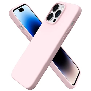 ORNARTO Liquid Silicone Case for iPhone 14 Pro Max - Chalk Pink