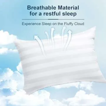 LAVANCE Pillows Queen Size Set of 2 Hotel Collection Pillows 3D Down Alternative Fiber Filling Soft Bed Pillows for Back, Stomach or Side Sleepers-1.2" White Striped, 20"x28"