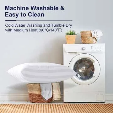 LAVANCE Pillows Queen Size Set of 2 Hotel Collection Pillows 3D Down Alternative Fiber Filling Soft Bed Pillows for Back, Stomach or Side Sleepers-1.2" White Striped, 20"x28"