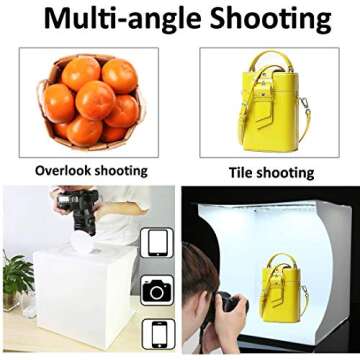 Photo Studio Light Box Kit, 12inch x 12inch Photography Adjustable Light Box with 80pcs SMD LED Beads, Portable Photo Shooting Tent with White Light Warm Light and 6 Color Background