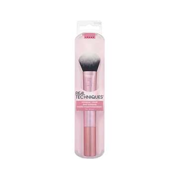 Real Techniques Instapop Cheek Makeup Brush, Face Brush For Blush, Bronzer, & Highlighter, Makeup Brush For Loose Or Pressed Powder, Cruelty Free, Synthetic Bristles, Vegan, 1 Count
