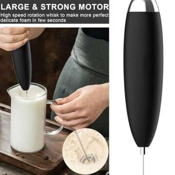 Anteday Electric Milk Frother Handheld, Frother Wand for Coffee, Battery Operated (Not included) Drink Mixer Matcha Whisk, Foam Maker for, Frappe Hot Chocolate, Cappuccino, Lattes