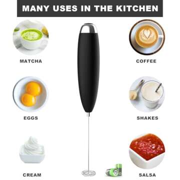 Anteday Electric Milk Frother Handheld, Frother Wand for Coffee, Battery Operated (Not included) Drink Mixer Matcha Whisk, Foam Maker for, Frappe Hot Chocolate, Cappuccino, Lattes