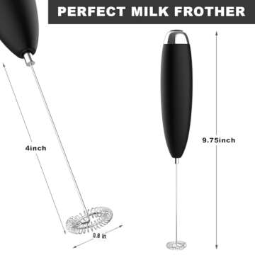Anteday Electric Milk Frother Handheld, Frother Wand for Coffee, Battery Operated (Not included) Drink Mixer Matcha Whisk, Foam Maker for, Frappe Hot Chocolate, Cappuccino, Lattes