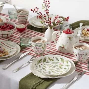 Lenox 895258 Bayberry 12-Piece Dessert Set, Christmas Drinkware, Holiday Hosting