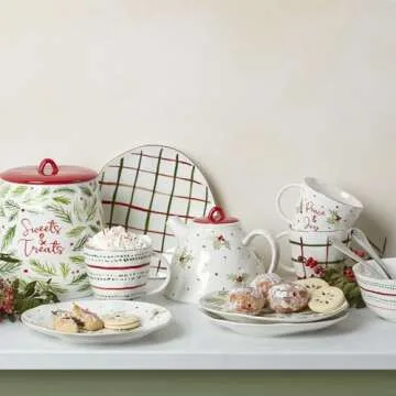 Lenox 895258 Bayberry 12-Piece Dessert Set, Christmas Drinkware, Holiday Hosting
