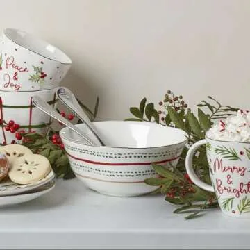 Lenox 895258 Bayberry 12-Piece Dessert Set, Christmas Drinkware, Holiday Hosting