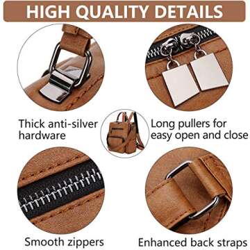 RAVUO Women Backpack Purse, PU Leather Mini Backpack Fashion Shoulder Bag for Ladies Three Ways to Carry (Brown)