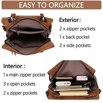 RAVUO Women Backpack Purse, PU Leather Mini Backpack Fashion Shoulder Bag for Ladies Three Ways to Carry (Brown)