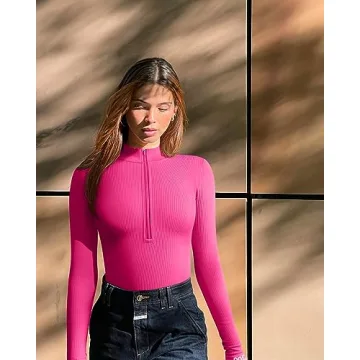 Shop OQQ Sexy Ribbed Zip Bodysuits - 2 Pack Tops