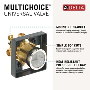 DELTA R10000-UNBXHF MultiChoice Universal Tub and Shower Mixing Valve, High Flow, No Finish