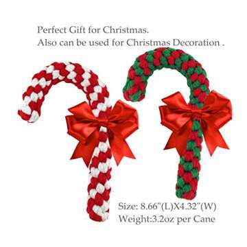 Candy Cane Rope Toy,Puppy Chew Dog Toys Interactive and Cotton Rope Toys and Christmas Decoration, P...