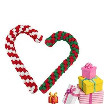 Candy Cane Rope Toy,Puppy Chew Dog Toys Interactive and Cotton Rope Toys and Christmas Decoration, Puppy Pet Play Chew and Training Toy for Medium&Large Dog Pet Teeth Cleaning