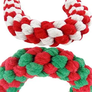 Candy Cane Rope Toy,Puppy Chew Dog Toys Interactive and Cotton Rope Toys and Christmas Decoration, Puppy Pet Play Chew and Training Toy for Medium&Large Dog Pet Teeth Cleaning