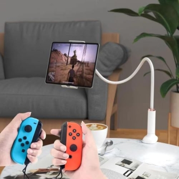 Niumowa Gooseneck Tablet Holder - Flexible Tablet Stand, Tablet Holder,Cell Phone Holder,Cell Phone Stand, Flexible Adjustable Arm in Bed for/Mobile Phone/Switch/etc, 98 cm Total Length (White)