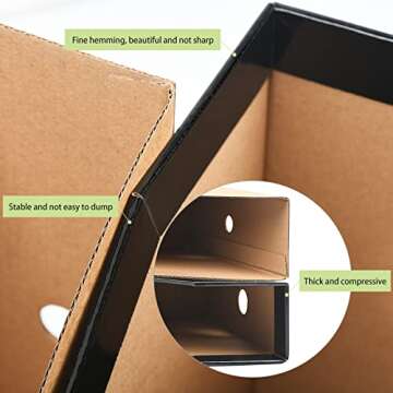 Tunnkit Cardboard Magazine Holder Set of 6, High-Capacity Folder Holder with Label, 2 Sizes Black Magazine File Holder for Home, Office and School