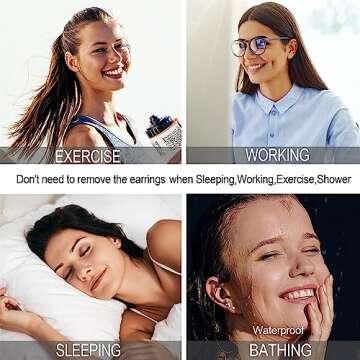 LOLIAS Small Hypoallergenic Flat Back Stud Earrings for Women Men 14K Gold Plated Surgical Stainless Steel Earring Sets Tiny Screw Back Cartilage Earring (Gold)