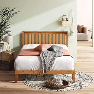 ZINUS Alexia Wood Platform Bed Frame with headboard, Solid Wood Foundation with Wood Slat Support, No Box Spring Needed, Easy Assembly, Rustic Pine, Full