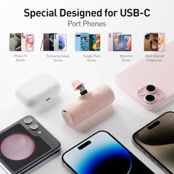 iWALK 4500mAh Portable Charger for iPhone 15/16, Power Bank with Build-in USB C Connector, Battery P...