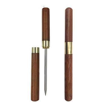 9" Stainless Steel Ice Picks with Wooden Handle and Cover