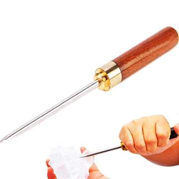 9" Stainless Steel Ice Picks with Wooden Handle and Cover