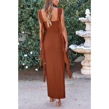 PRETTYGARDEN Women's Summer Long Formal Wedding Guest Dress Sleeveless Ruffle Cocktail Party Maxi Bo...