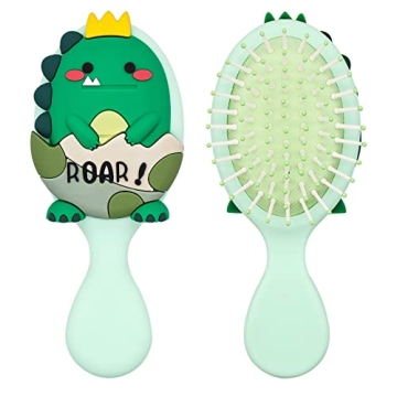 DINATIS Toddler Hair Brush - Adorable Dinosaur Mini Brush for Kids - Travel-Friendly Detangler