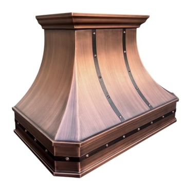 Elegant SINDA Hammered Copper Kitchen Hood with LED Lights