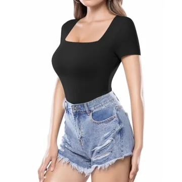 MANGOPOP Women's Square Neck T-Shirt Stylish Fit Top