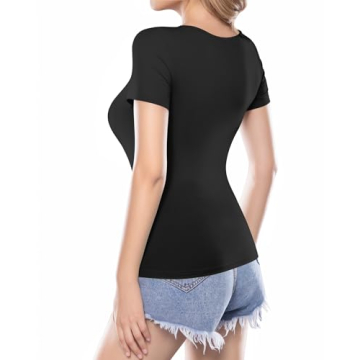 MANGOPOP Women's Square Neck T-Shirt Stylish Fit Top