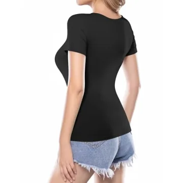 MANGOPOP Women's Square Neck T-Shirt Stylish Fit Top