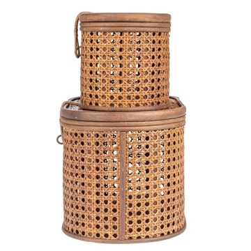 Modern Decorative Oval Woven Rattan Storage Boxes Set